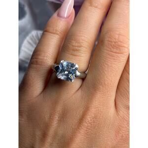 925 Sterling Silver White Spinel Ring Size 6